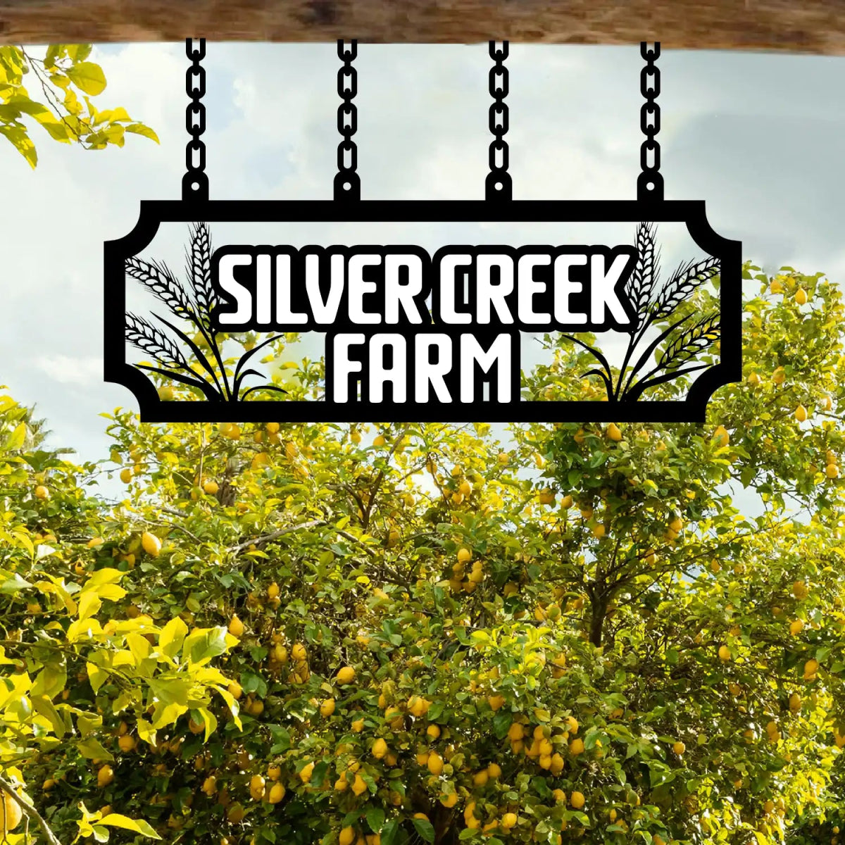 Personalized Metal Farm Sign with Wheat Stalks - BrossHome Metal Wall Art