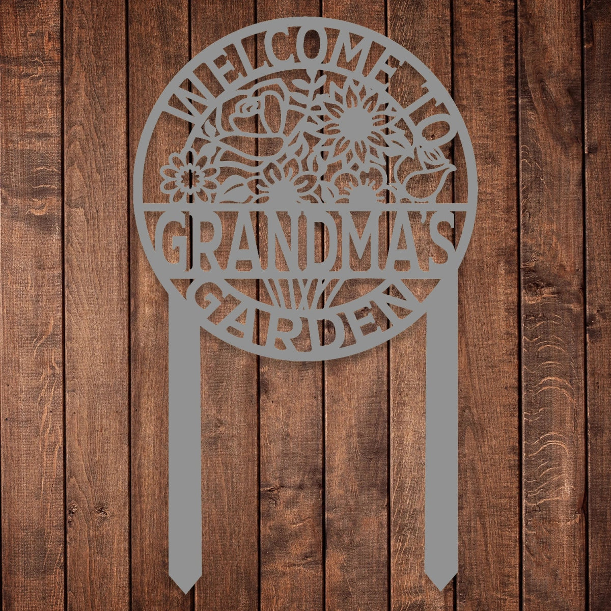 Personalized Metal Garden Sign Stake - Grandma's Garden Welcome Decor with Floral Design - BrossHome Metal Wall Art