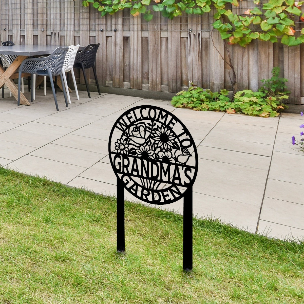 Personalized Metal Garden Sign Stake - Grandma's Garden Welcome Decor with Floral Design - BrossHome Metal Wall Art