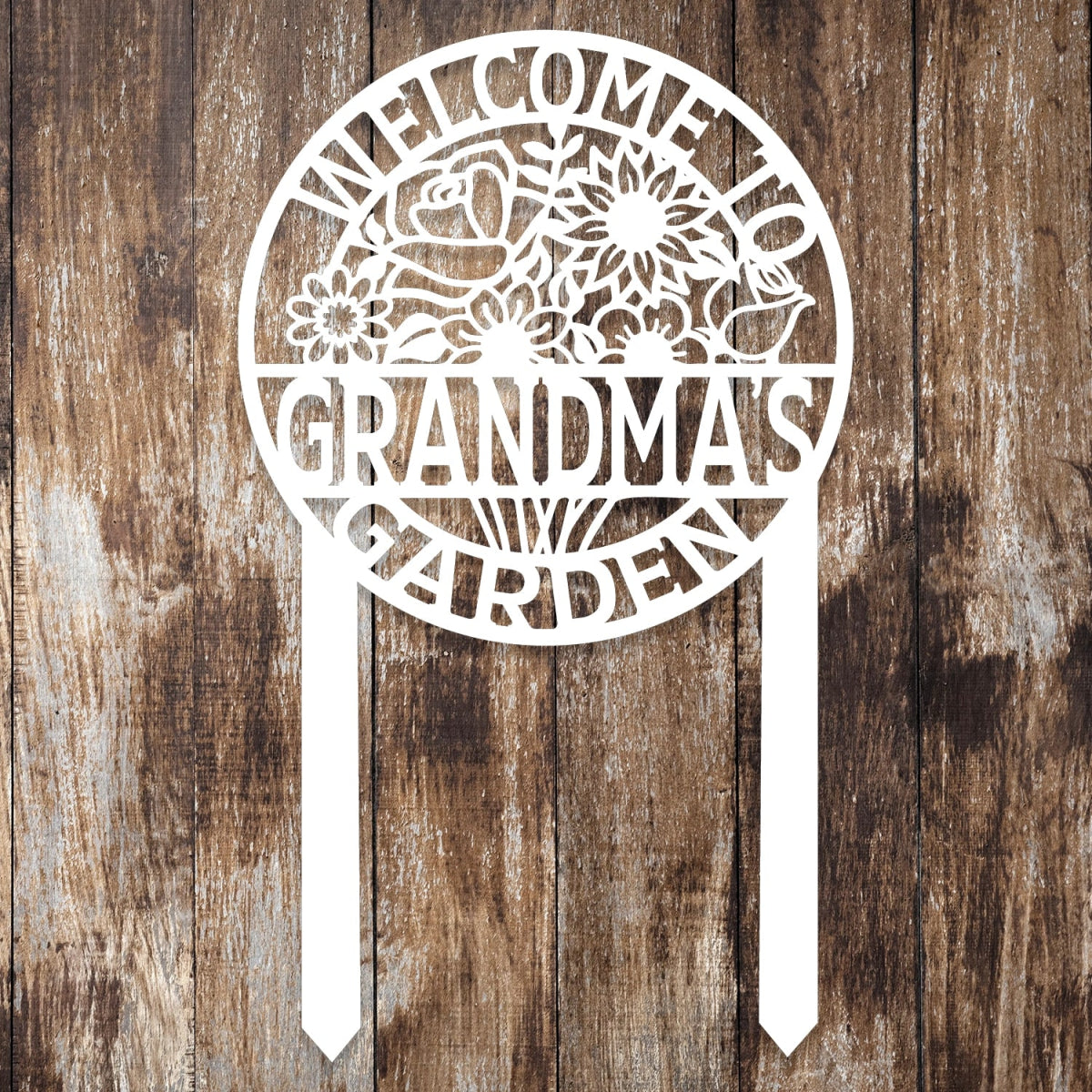 Personalized Metal Garden Sign Stake - Grandma's Garden Welcome Decor with Floral Design - BrossHome Metal Wall Art