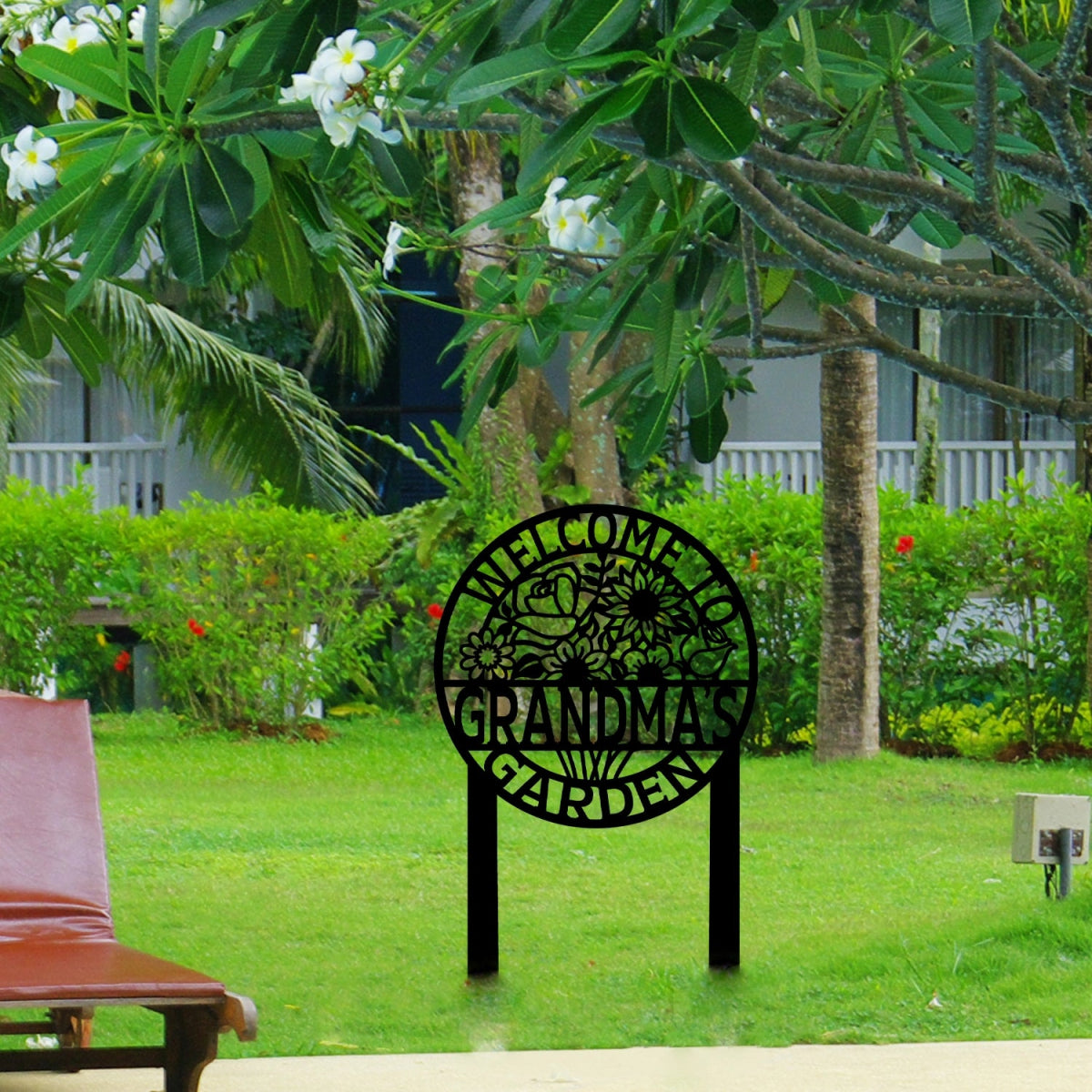 Personalized Metal Garden Sign Stake - Grandma's Garden Welcome Decor with Floral Design - BrossHome Metal Wall Art