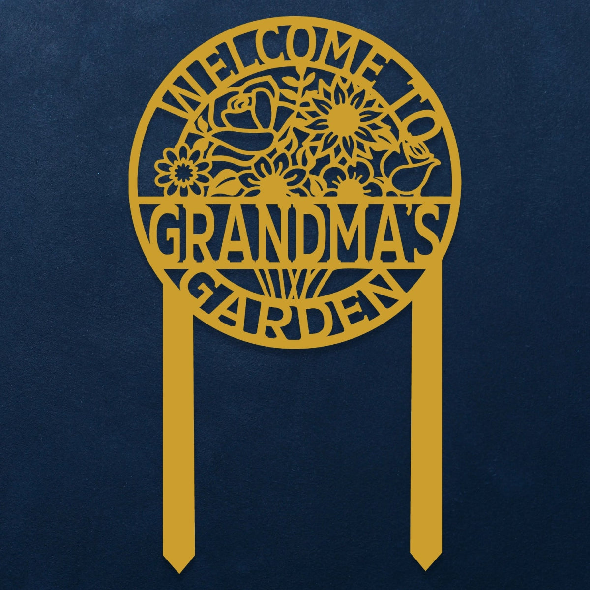 Personalized Metal Garden Sign Stake - Grandma's Garden Welcome Decor with Floral Design - BrossHome Metal Wall Art
