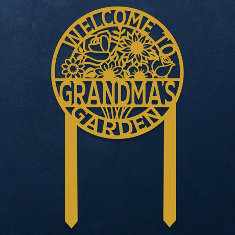 Personalized Metal Garden Sign Stake - Grandma's Garden Welcome Decor with Floral Design - BrossHome Metal Wall Art