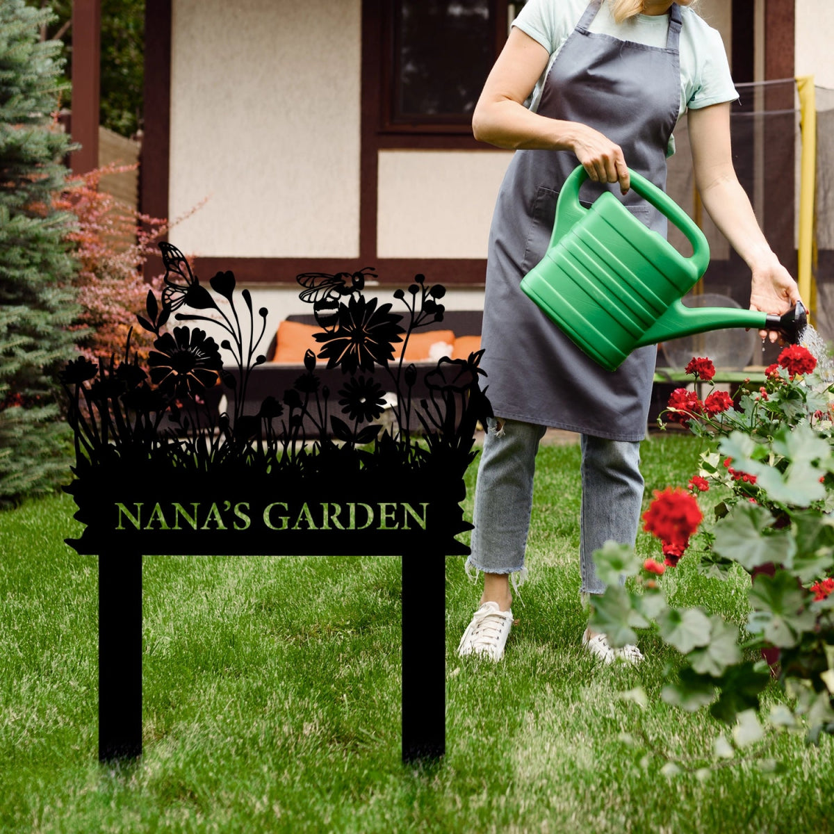 Personalized Metal Garden Stake Sign - Decorative Outdoor Floral Nameplate - BrossHome Metal Wall Art