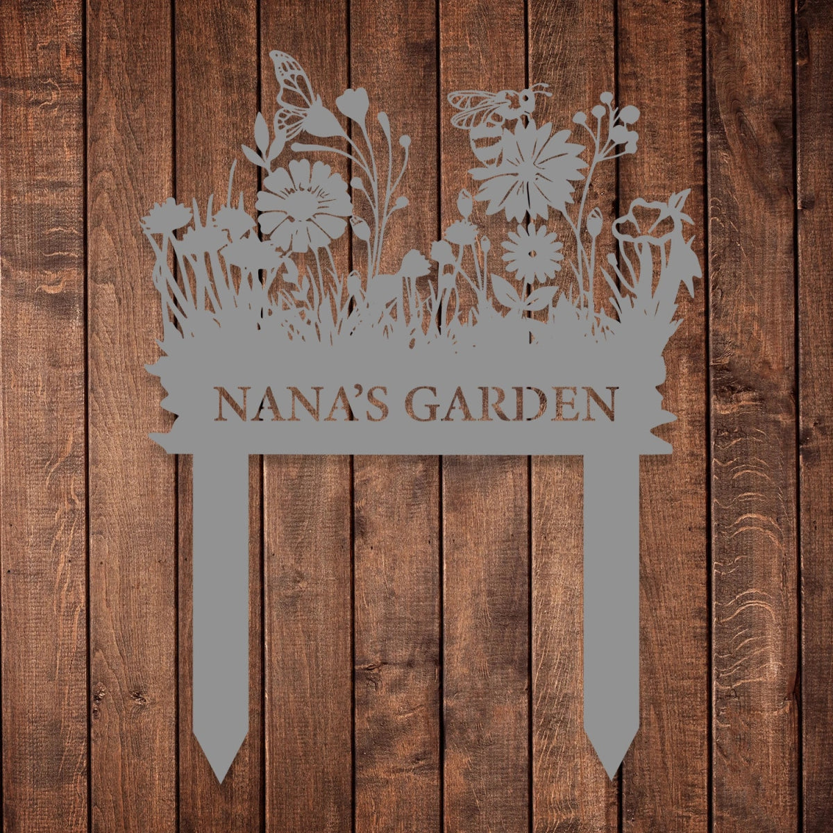 Personalized Metal Garden Stake Sign - Decorative Outdoor Floral Nameplate - BrossHome Metal Wall Art