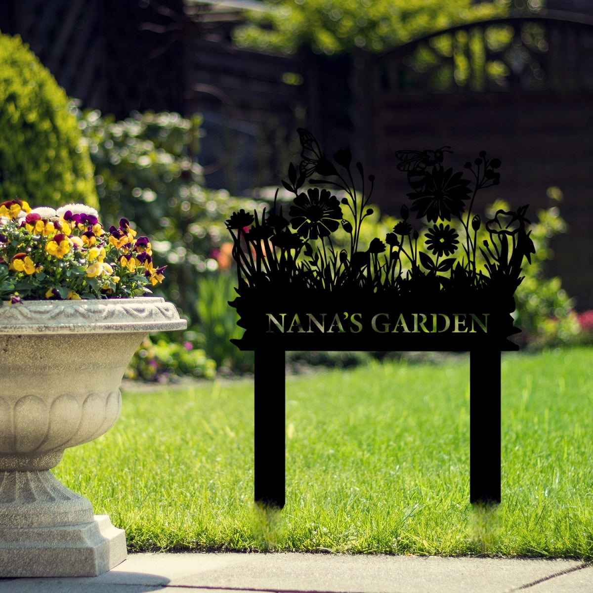 Personalized Metal Garden Stake Sign - Decorative Outdoor Floral Nameplate - BrossHome Metal Wall Art