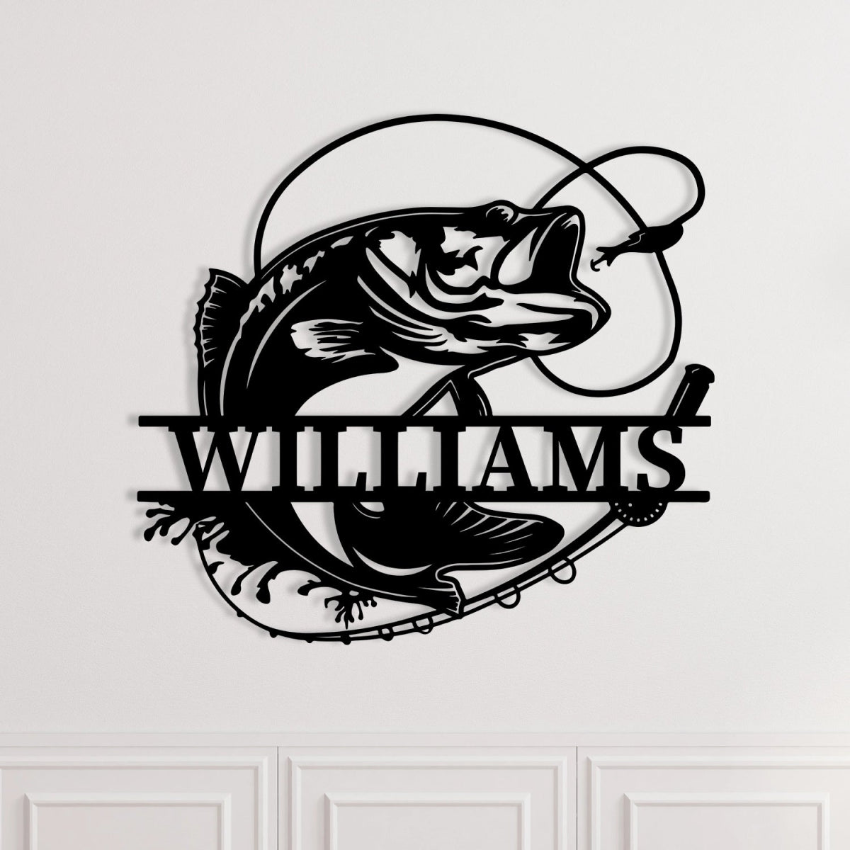 Personalized Metal Wall Art Decor - Fishing Theme Outdoor Garden Sign with Custom Name - BrossHome Metal Wall Art