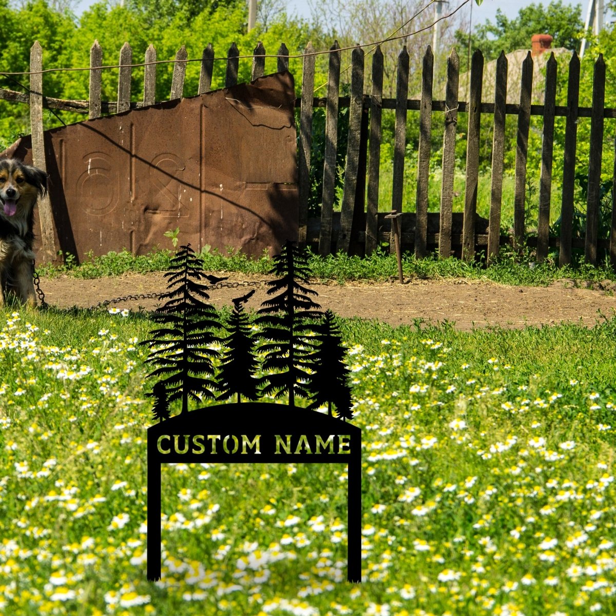 Personalized Pine Tree Custom Metal Garden Stake - BrossHome Metal Wall Art