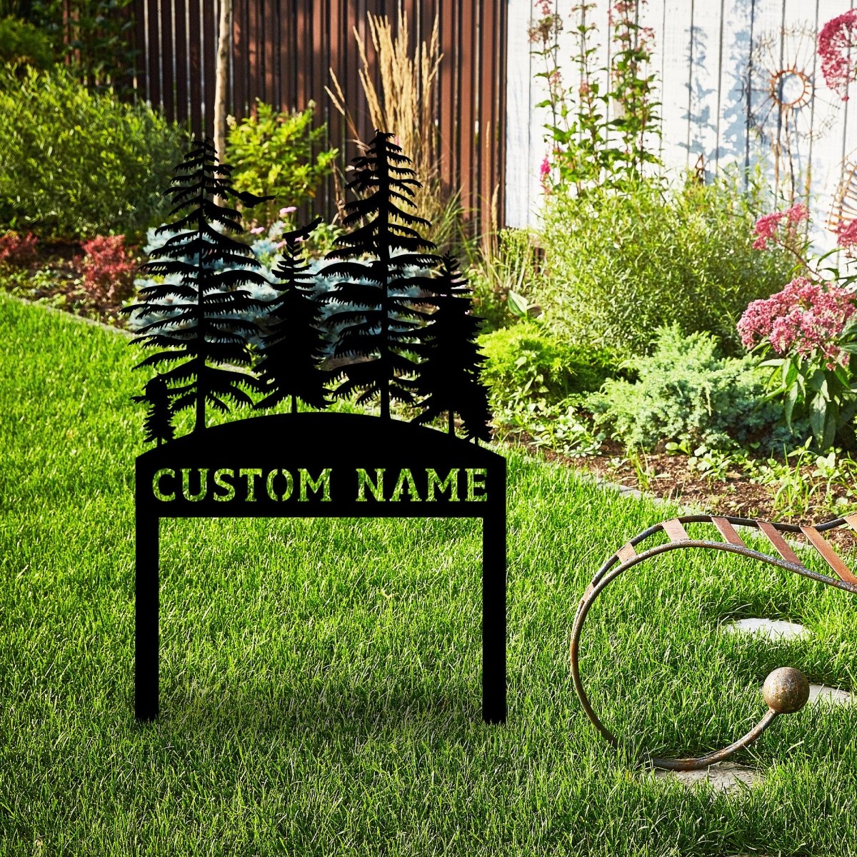 Personalized Pine Tree Custom Metal Garden Stake - BrossHome Metal Wall Art