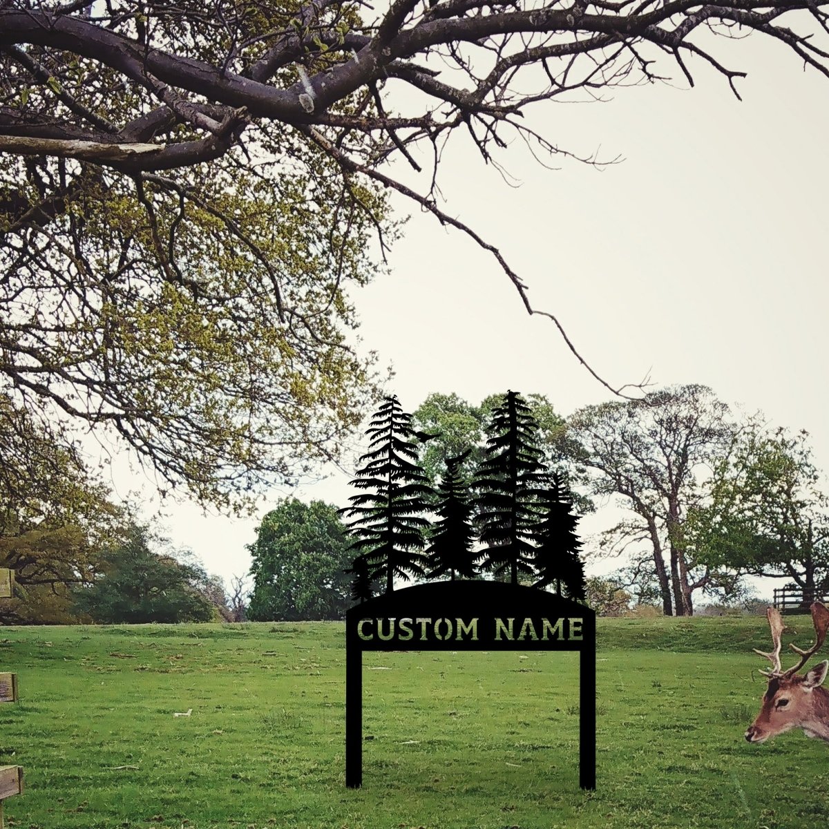 Personalized Pine Tree Custom Metal Garden Stake - BrossHome Metal Wall Art