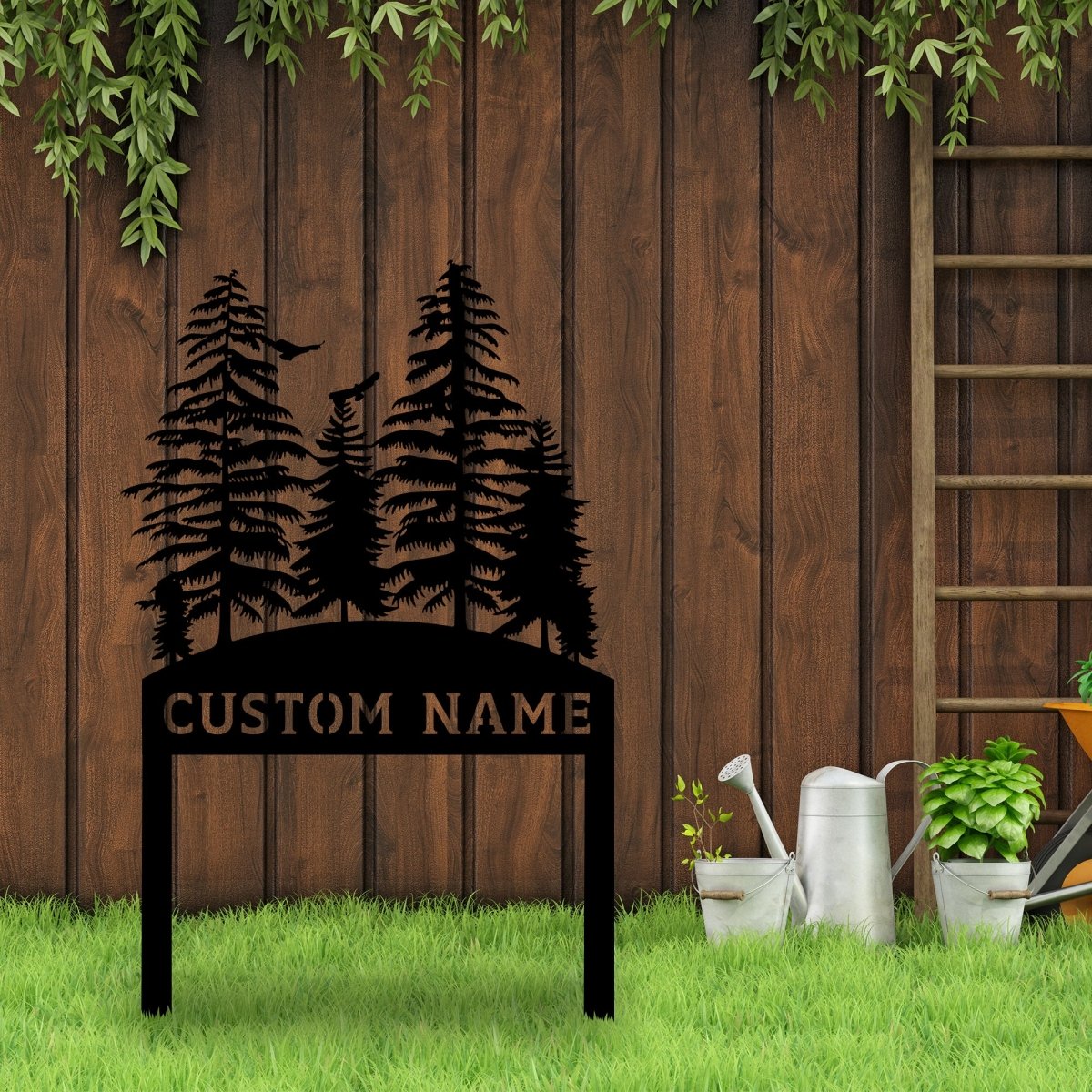 Personalized Pine Tree Custom Metal Garden Stake - BrossHome Metal Wall Art