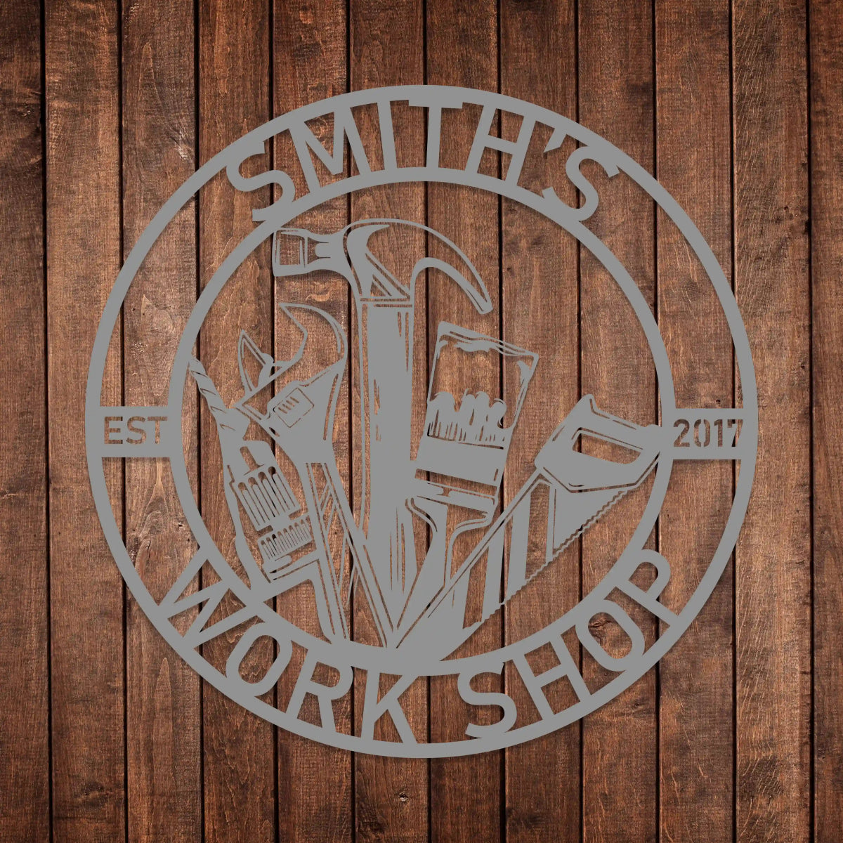 Personalized Workshop Sign with Established Date - BrossHome Metal Wall Art