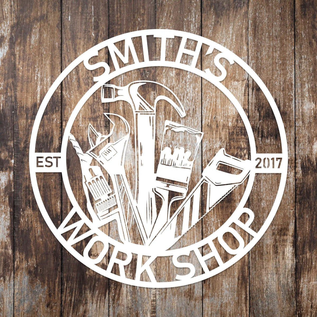 Personalized Workshop Sign with Established Date - BrossHome Metal Wall Art