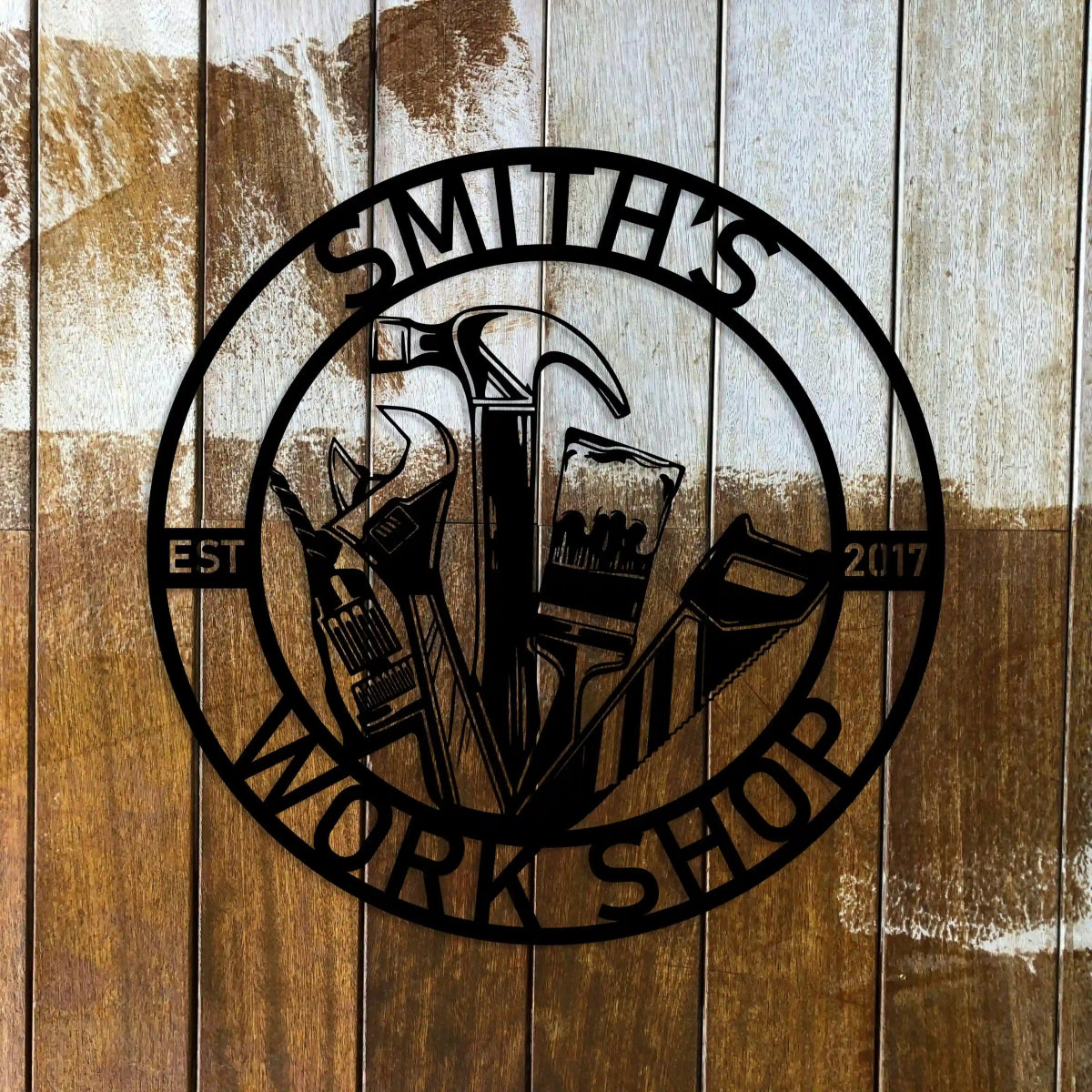 Personalized Workshop Sign with Established Date - BrossHome Metal Wall Art