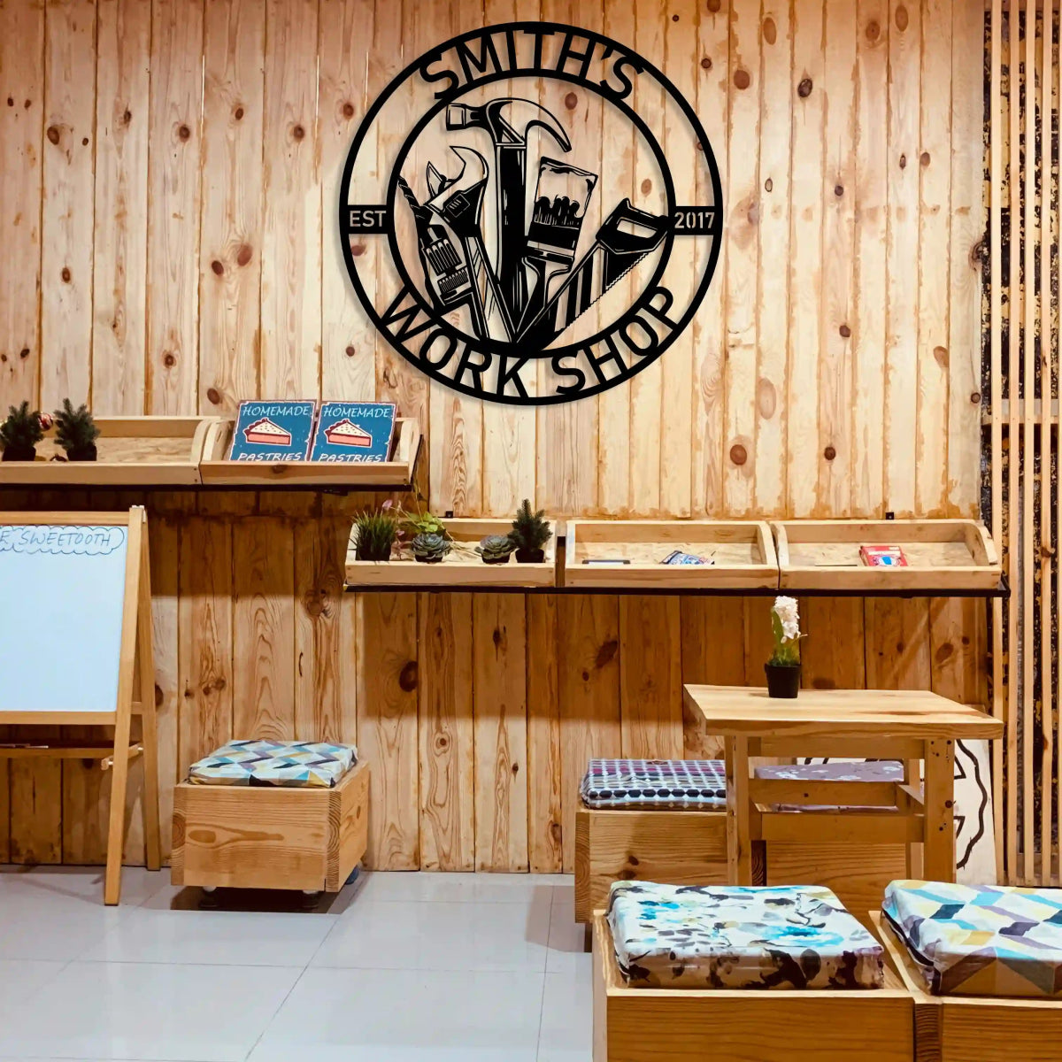 Personalized Workshop Sign with Established Date - BrossHome Metal Wall Art