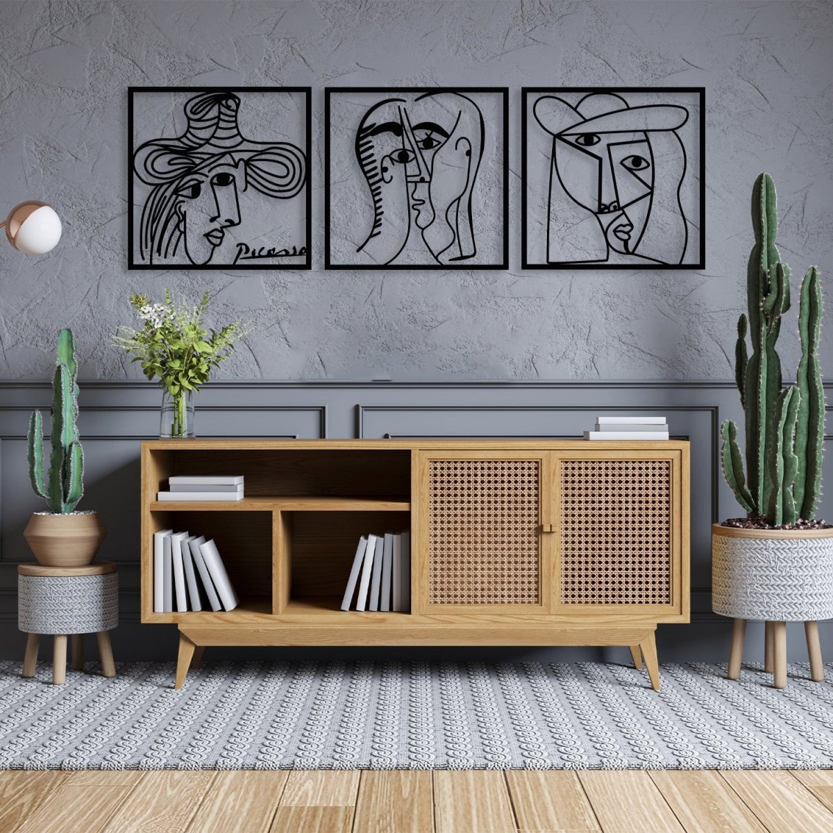 Picasso Faces Metal Wall Art (Set of 3) - BrossHome Metal Wall Art