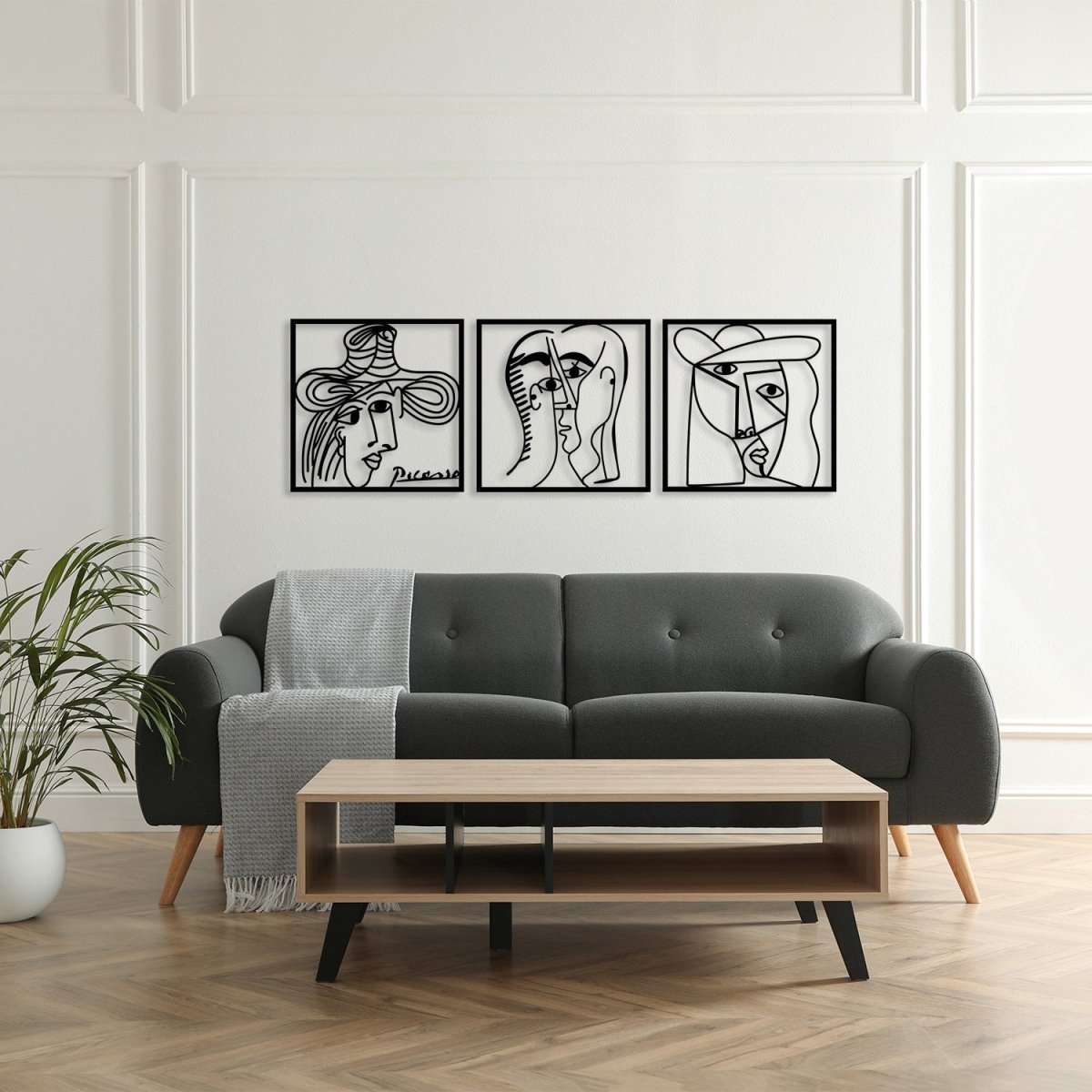 Picasso Faces Metal Wall Art (Set of 3) - BrossHome Metal Wall Art