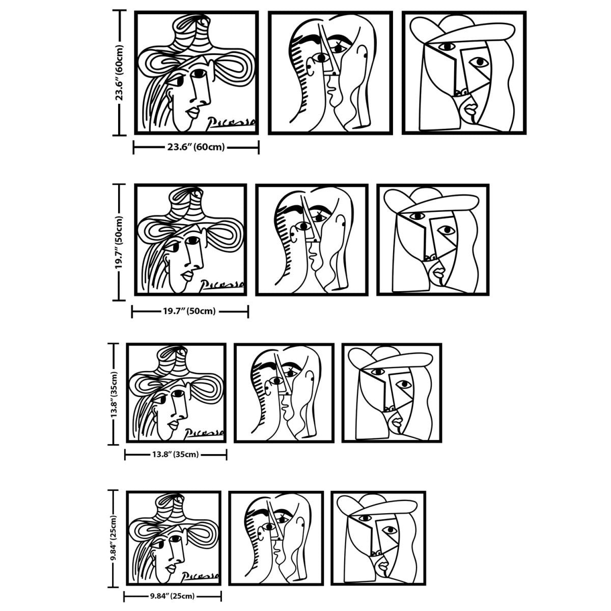 Picasso Faces Metal Wall Art (Set of 3) - BrossHome Metal Wall Art