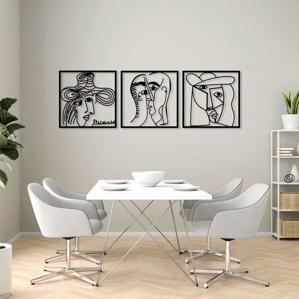 Picasso Faces Metal Wall Art (Set of 3) - BrossHome Metal Wall Art