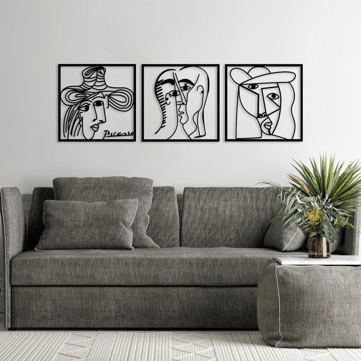 Picasso Faces Metal Wall Art (Set of 3) - BrossHome Metal Wall Art