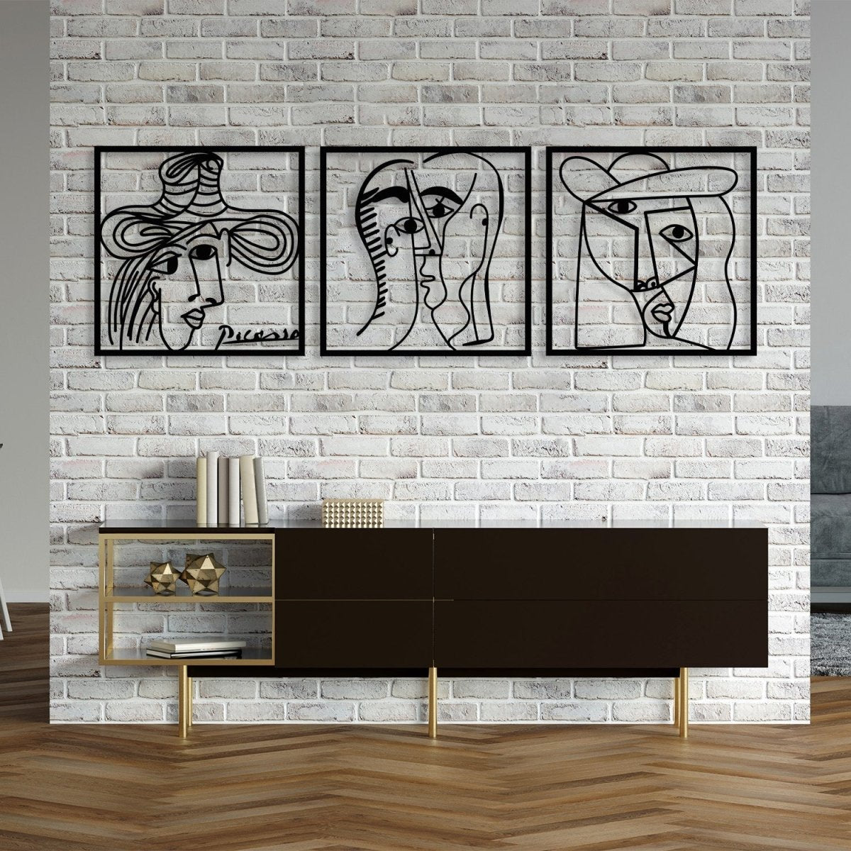 Picasso Faces Metal Wall Art (Set of 3) - BrossHome Metal Wall Art