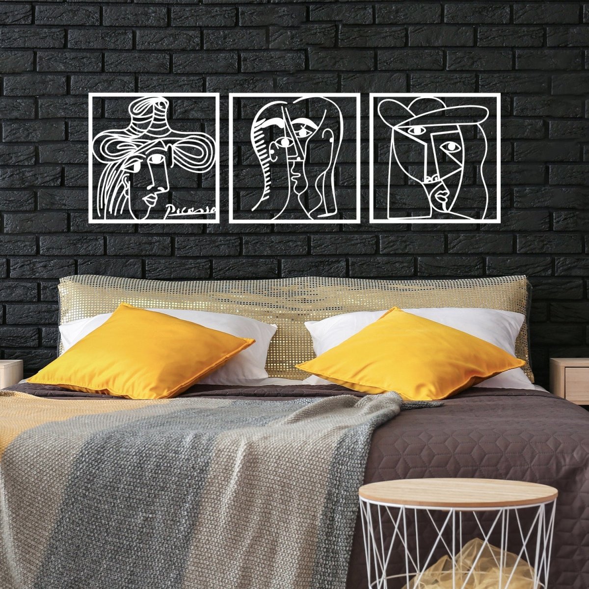 Picasso Faces Metal Wall Art (Set of 3) - BrossHome Metal Wall Art