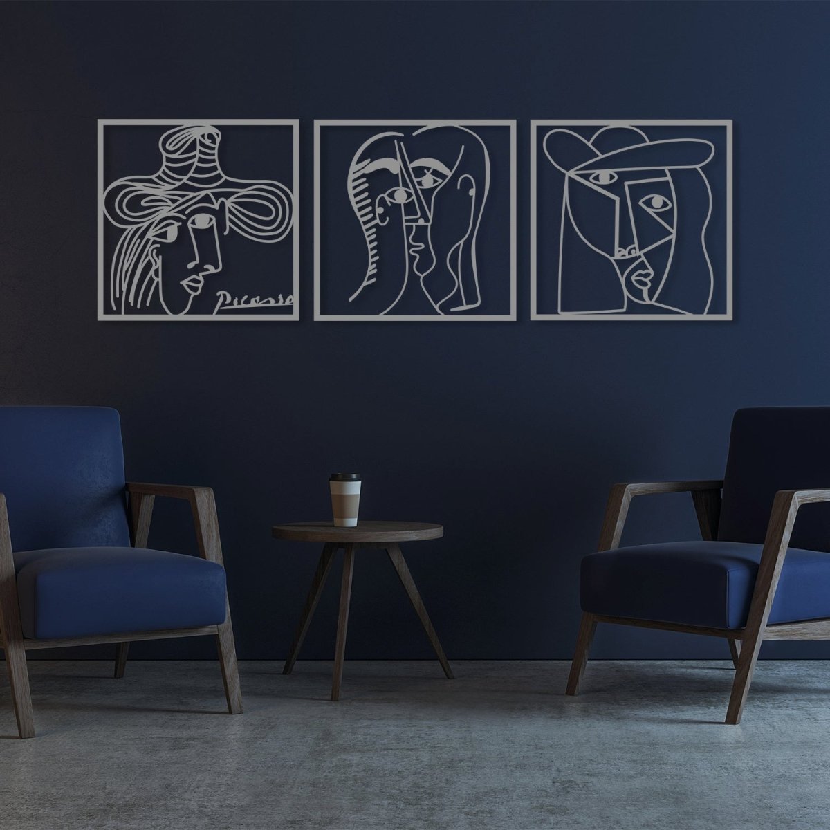 Picasso Faces Metal Wall Art (Set of 3) - BrossHome Metal Wall Art