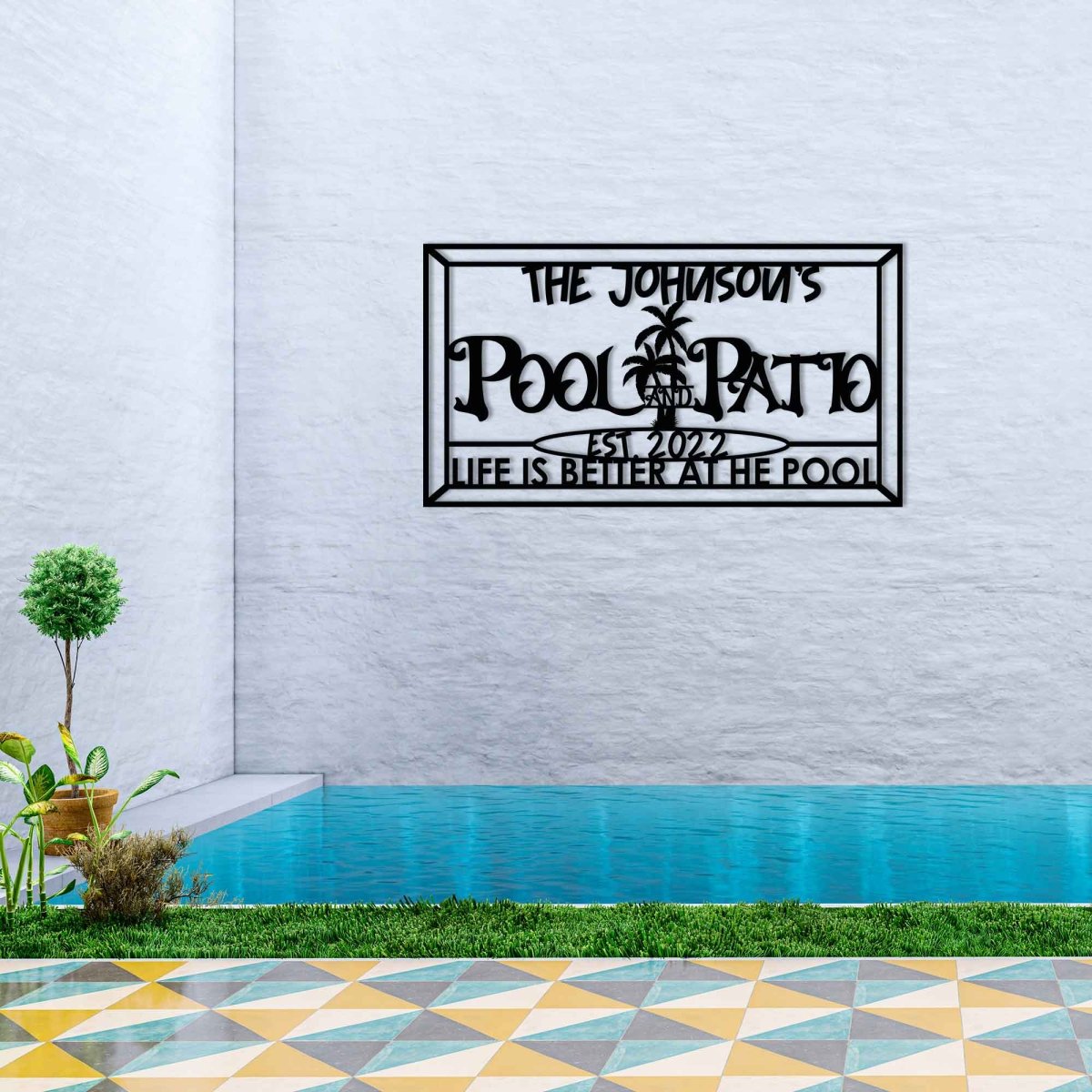 Pool Metal Garden Sign - BrossHome Metal Wall Art