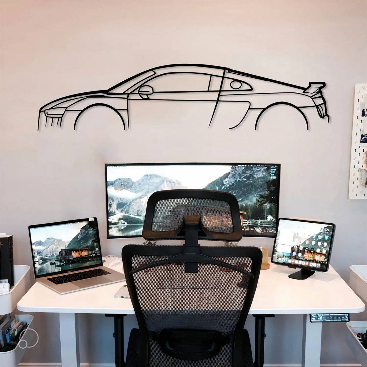 R8 Twin Turbo Metal Car Silhouette Wall Art - BrossHome Metal Wall Art