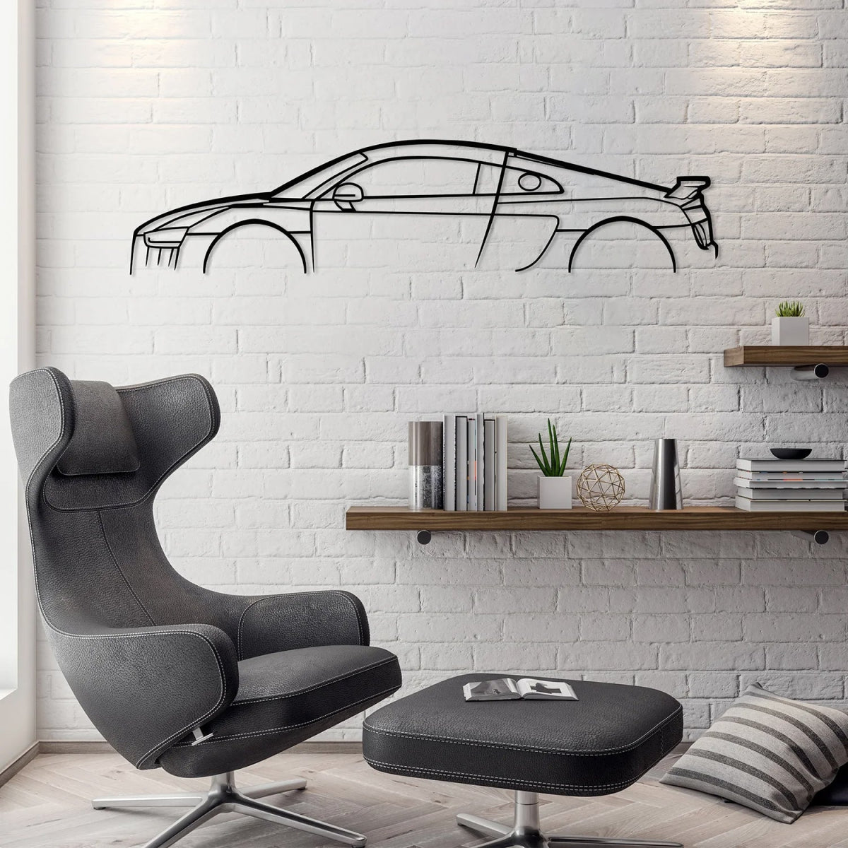 R8 Twin Turbo Metal Car Silhouette Wall Art - BrossHome Metal Wall Art