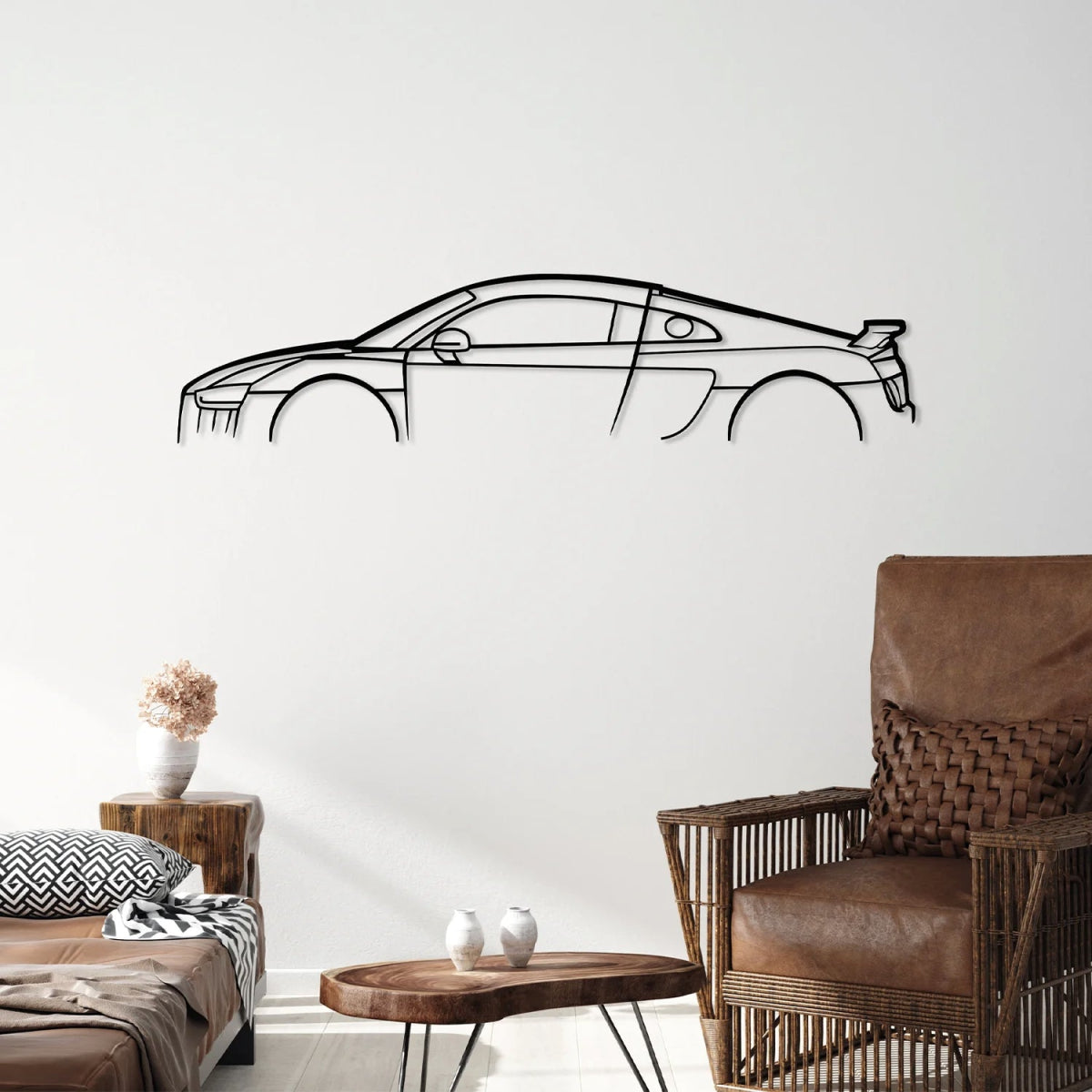R8 Twin Turbo Metal Car Silhouette Wall Art - BrossHome Metal Wall Art