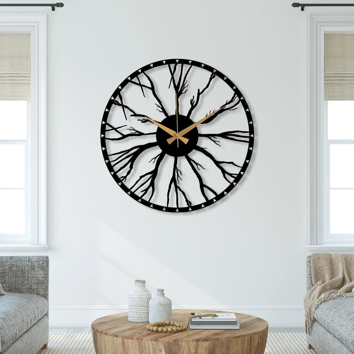 ROOT ENCLOSED METAL WALL CLOCK - BrossHome Metal Wall Art