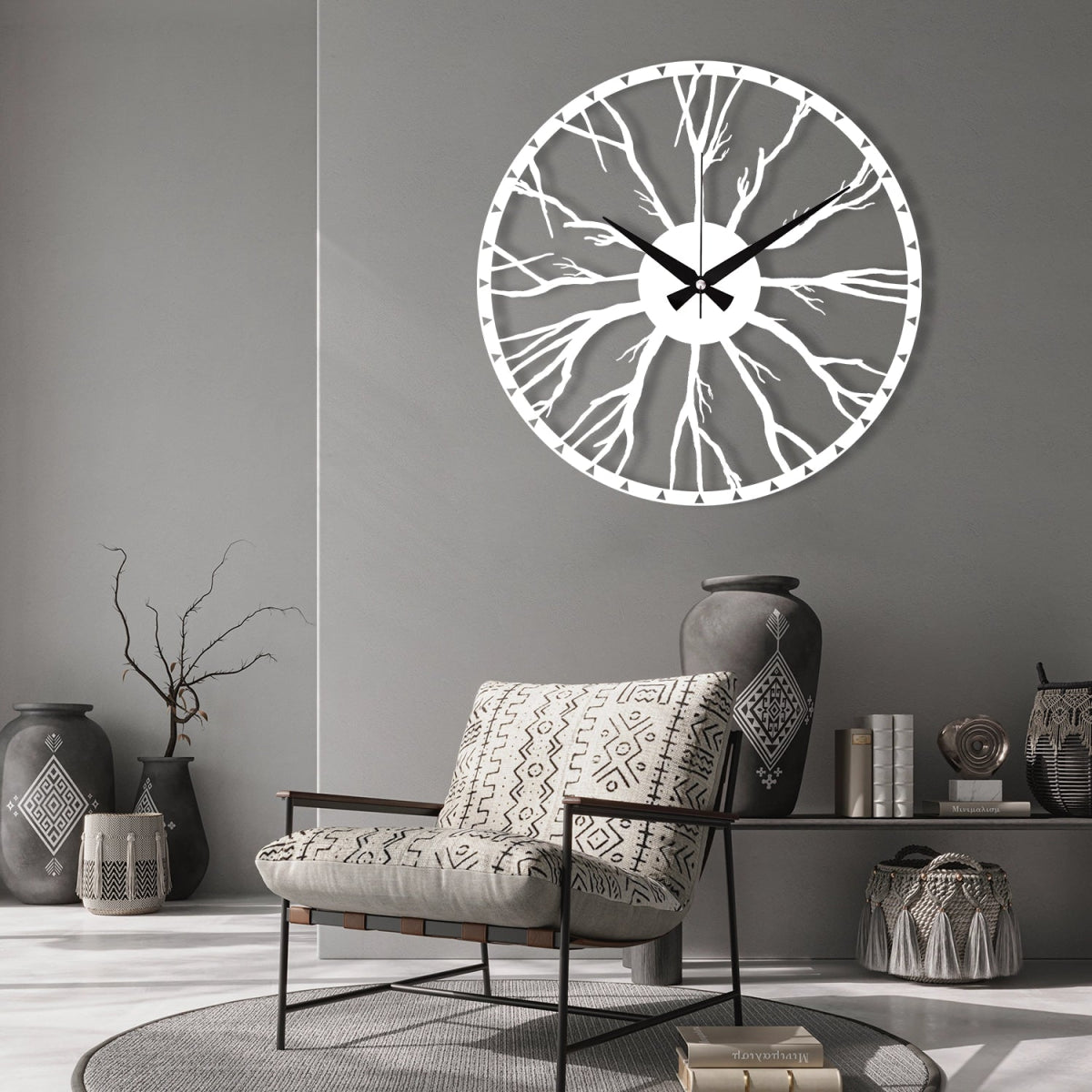 ROOT ENCLOSED METAL WALL CLOCK - BrossHome Metal Wall Art