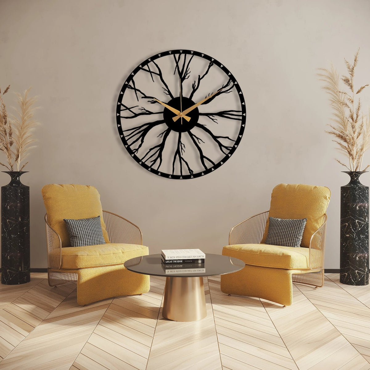 ROOT ENCLOSED METAL WALL CLOCK - BrossHome Metal Wall Art