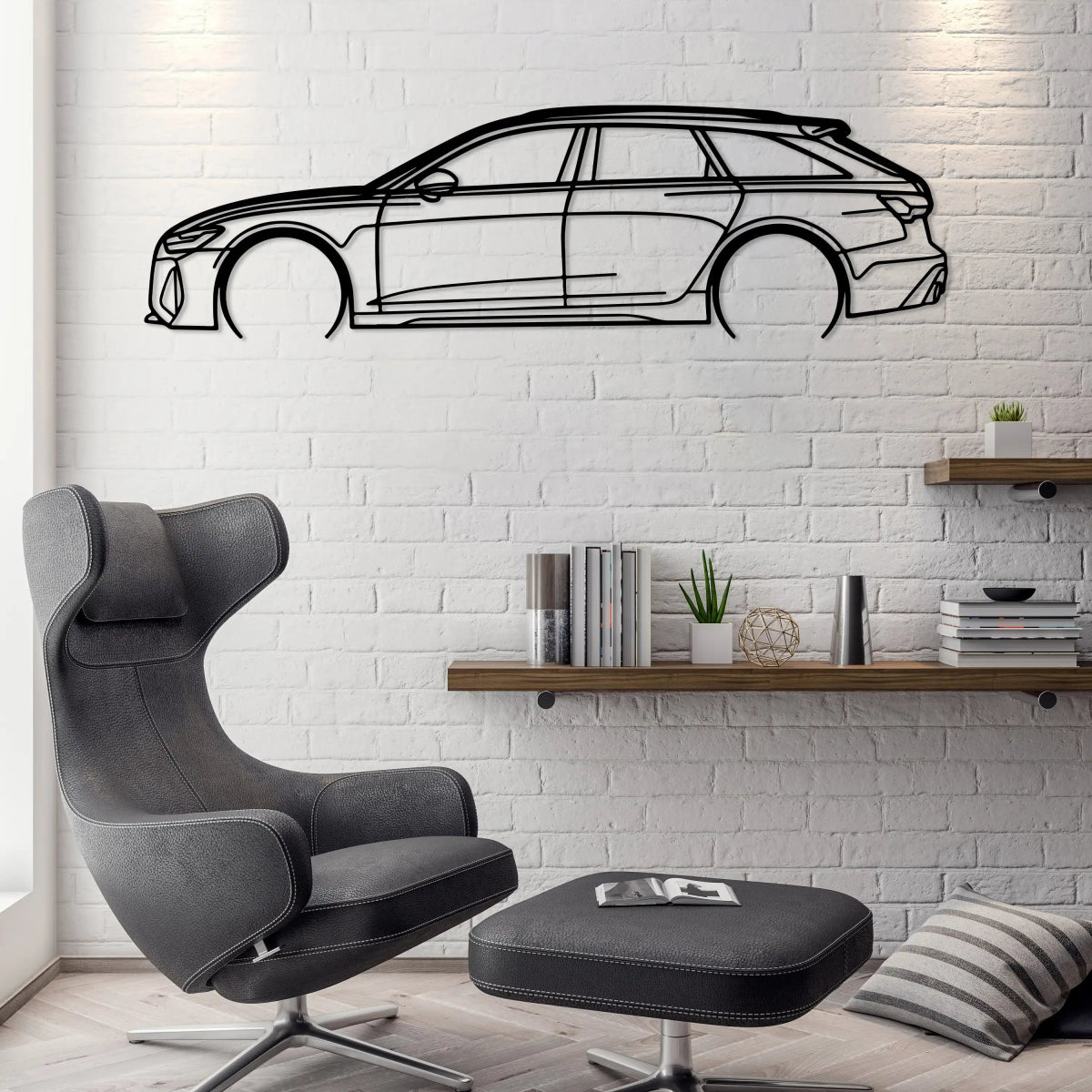 RS6 C8 Car Metal Silhouette Art - BrossHome Metal Wall Art