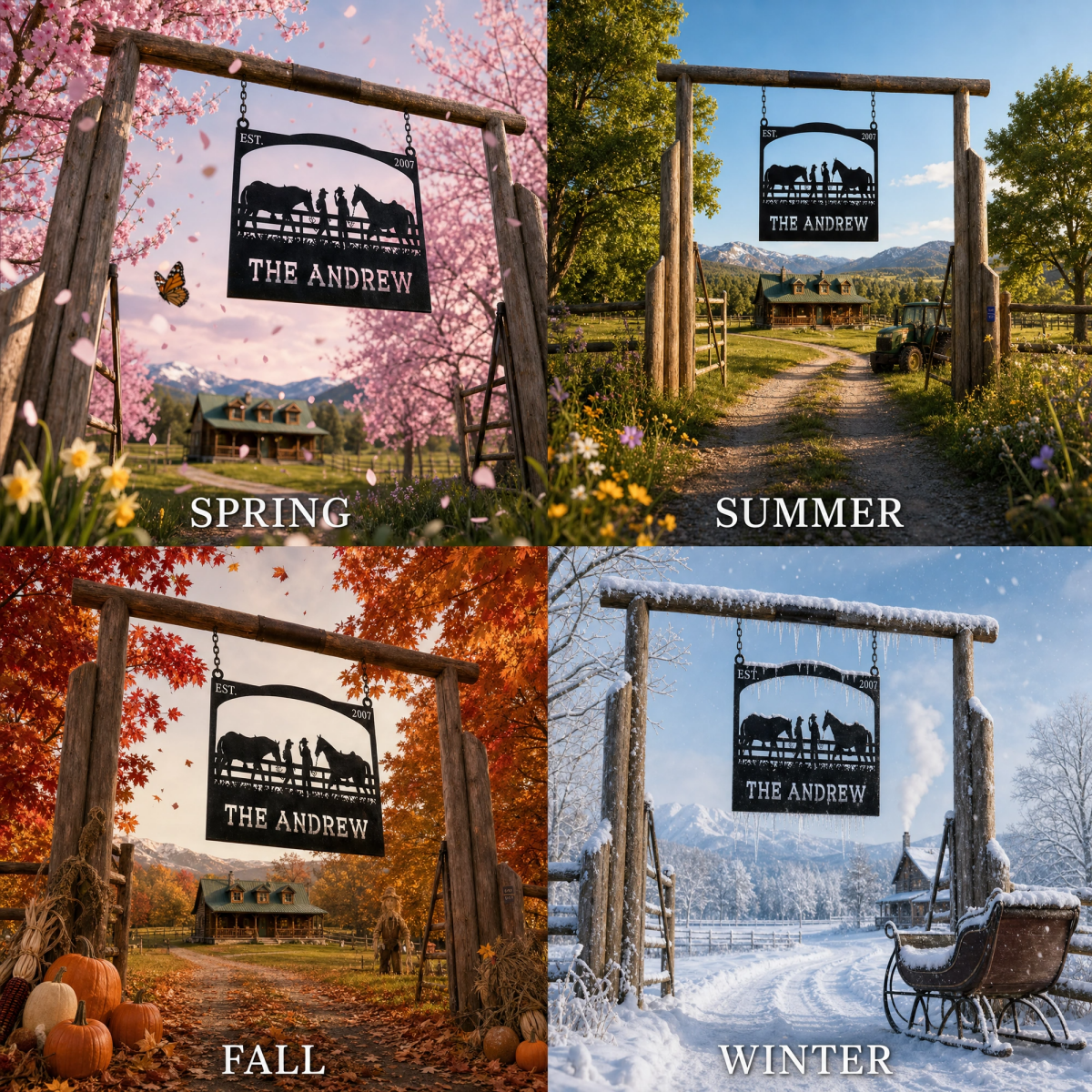 Rustic Outdoor Metal Sign for Cowboys and Horses - BrossHome Metal Wall Art