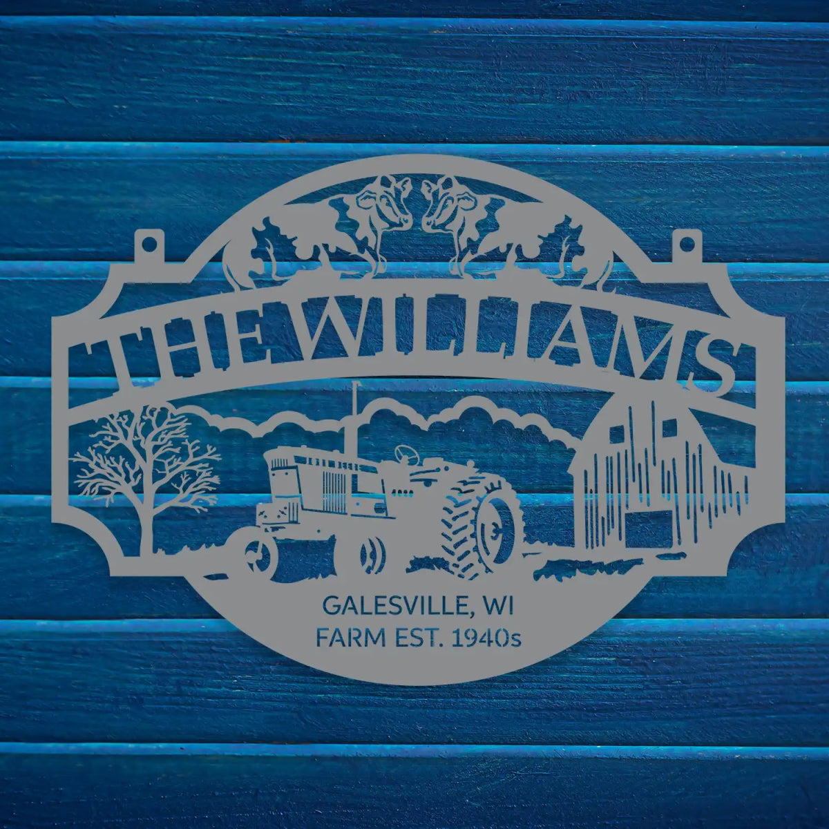 Rustic Tractor and Farm Entrance Sign - The Williams EST 1940s - BrossHome Metal Wall Art