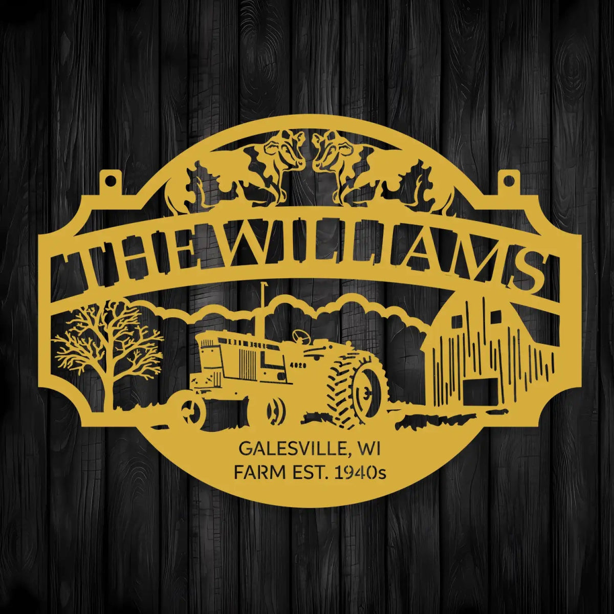 Rustic Tractor and Farm Entrance Sign - The Williams EST 1940s - BrossHome Metal Wall Art