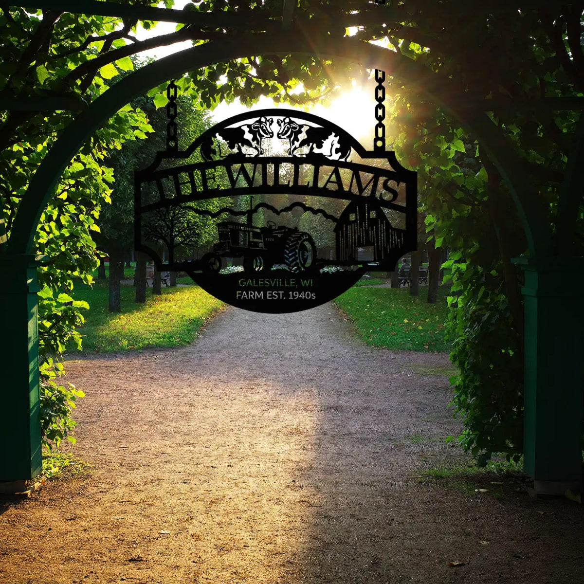 Rustic Tractor and Farm Entrance Sign - The Williams EST 1940s - BrossHome Metal Wall Art