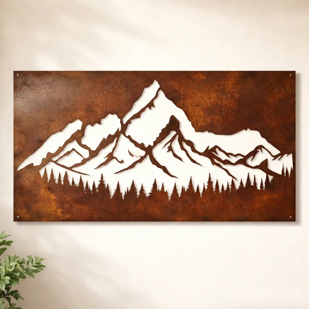 Rusty Mountain Metal Wall Art - BrossHome Metal Wall Art