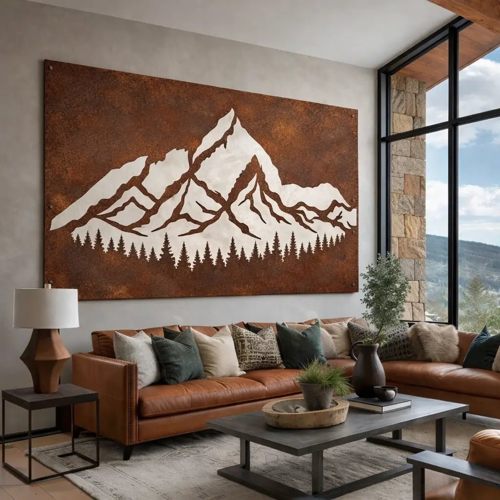 Rusty Mountain Metal Wall Art - BrossHome Metal Wall Art