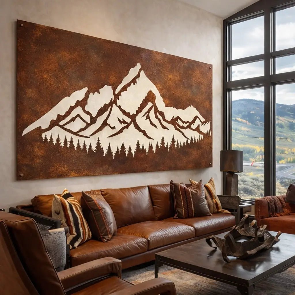 Rusty Mountain Metal Wall Art - BrossHome Metal Wall Art