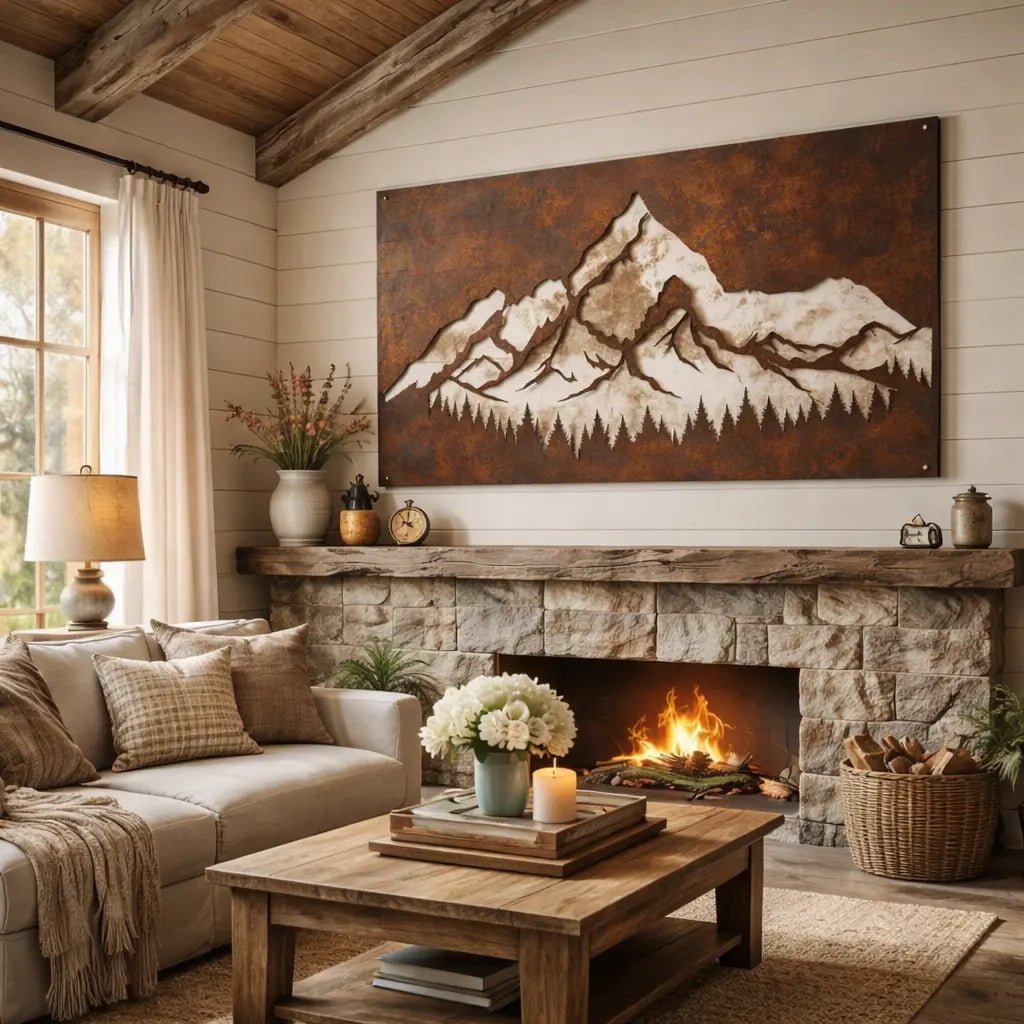 Rusty Mountain Metal Wall Art - BrossHome Metal Wall Art