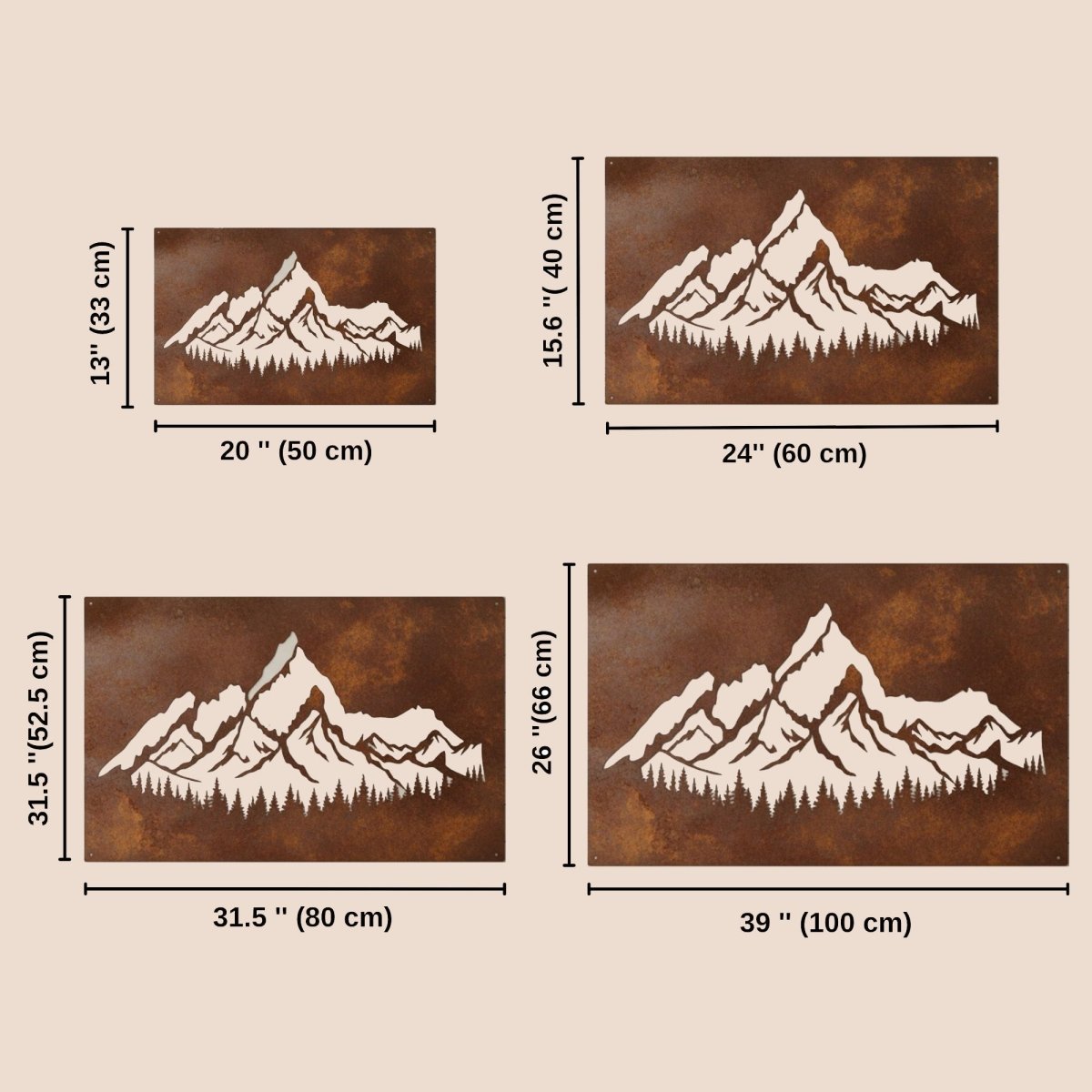 Rusty Mountain Metal Wall Art - BrossHome Metal Wall Art