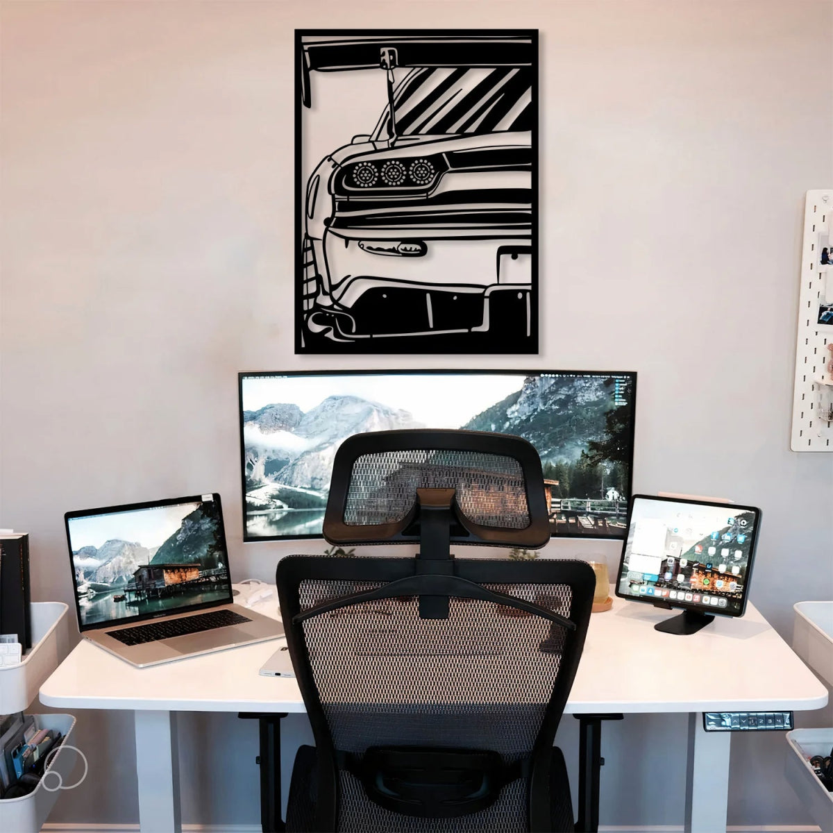 RX7 Car Silhouette Metal Wall Art (The Back View) - BrossHome Metal Wall Art