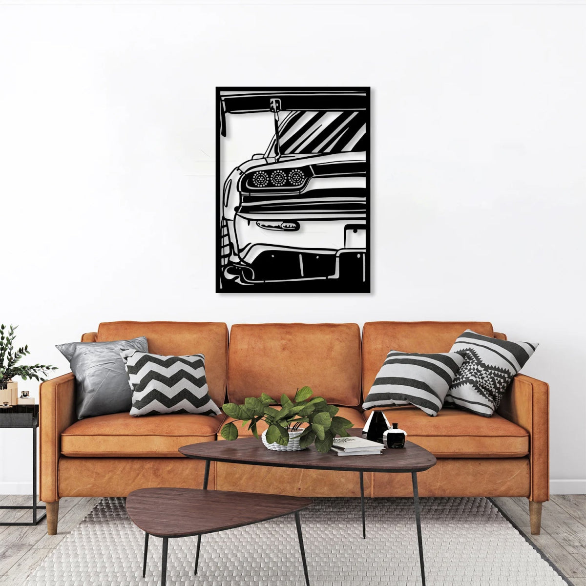 RX7 Car Silhouette Metal Wall Art (The Back View) - BrossHome Metal Wall Art