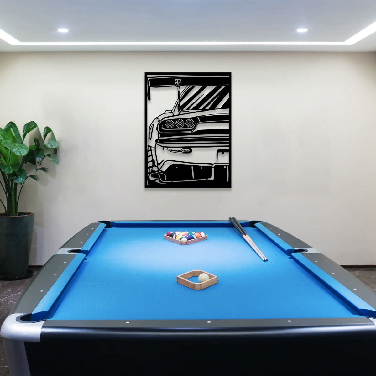 RX7 Car Silhouette Metal Wall Art (The Back View) - BrossHome Metal Wall Art