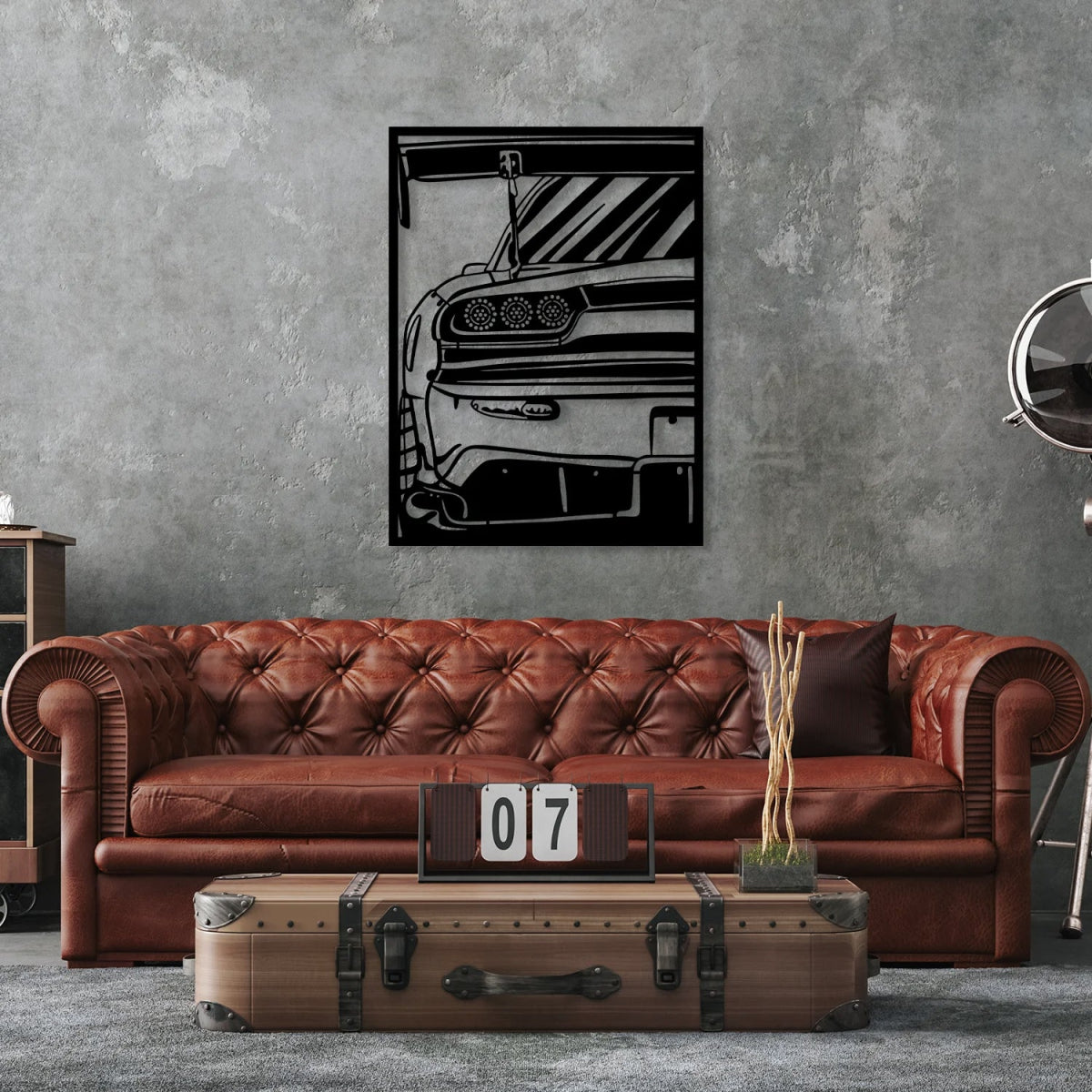 RX7 Car Silhouette Metal Wall Art (The Back View) - BrossHome Metal Wall Art