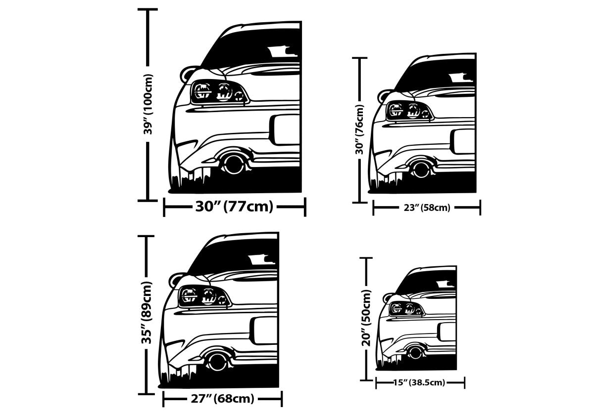 S2000 Car Silhouette Metal Wall Art (Rear View) - BrossHome Metal Wall Art