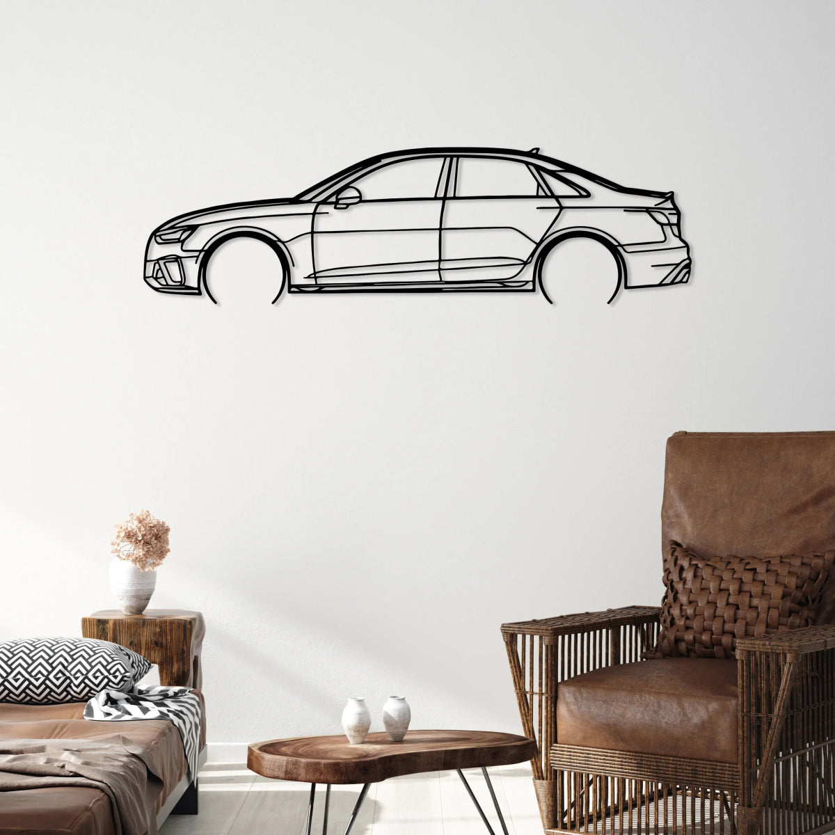 S4 Sedan Car Silhouette Metal Wall Art - BrossHome Metal Wall Art
